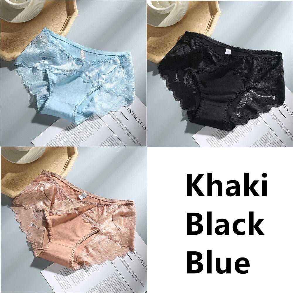 3Pcs Panties For Woman Lace Panty Underwear Sexy Breathable Soft Lingerie Female Briefs Sexy Transparent Women's Underpants M-XL