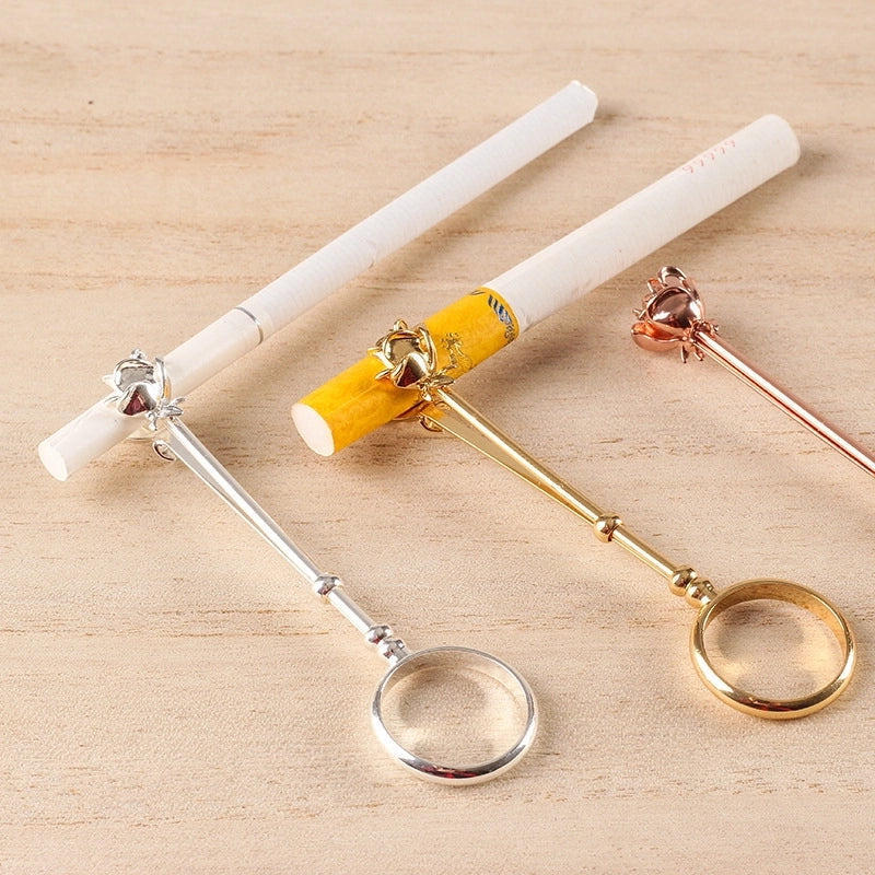 Casual Vacation Solid Color Brass Ring Cigarette Holder