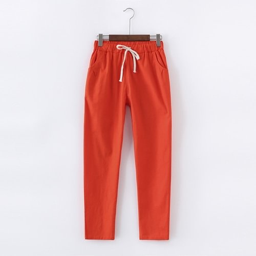 Korean Fashion Harajuku Cotton Linen Pants For Women Loose Casual Color Women Harem Pants Plus Size Capri Women's Summer Trouser