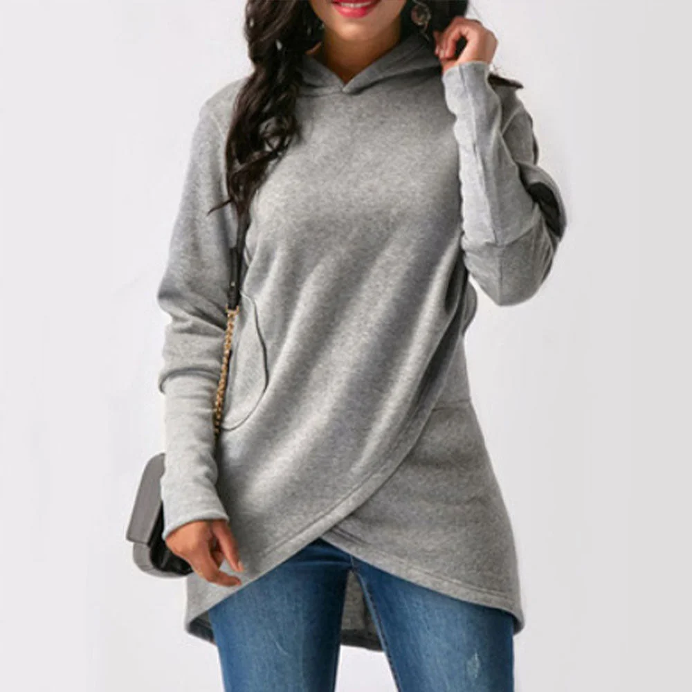 Smiledeer New Cross Hem Long Sleeve Women's Hoodie