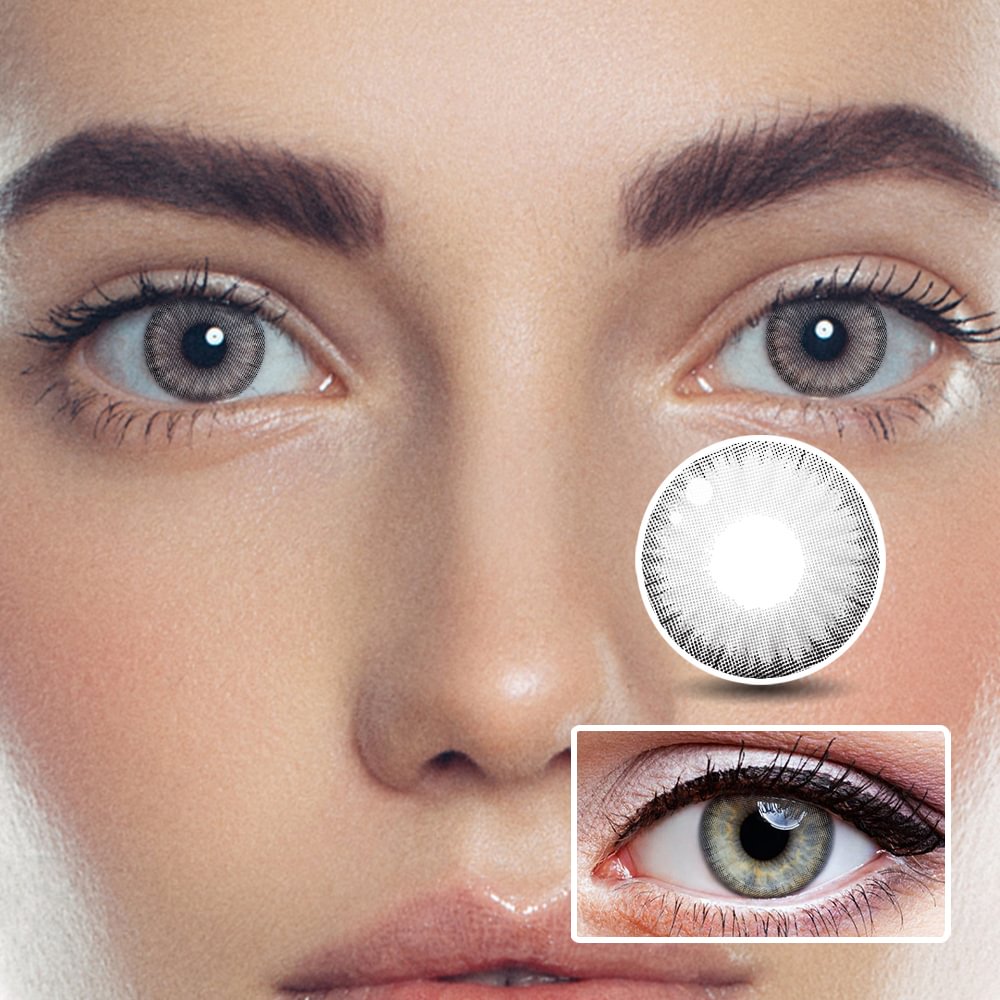 NEBULALENS Ice Dew Ash Yearly Prescription Colored Contact Lenses NEBULALENS