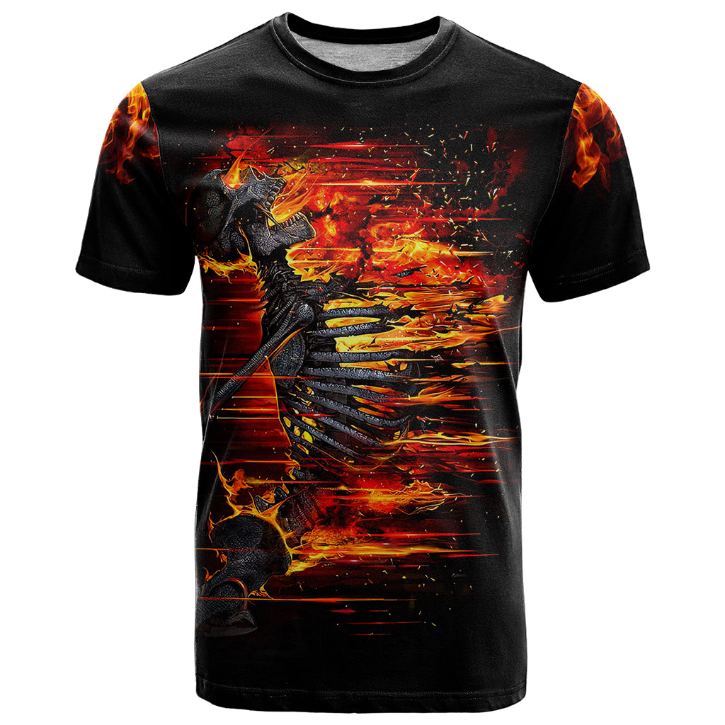 Fire Skull T Shirt Dead Fire Skeleton Scream DT01