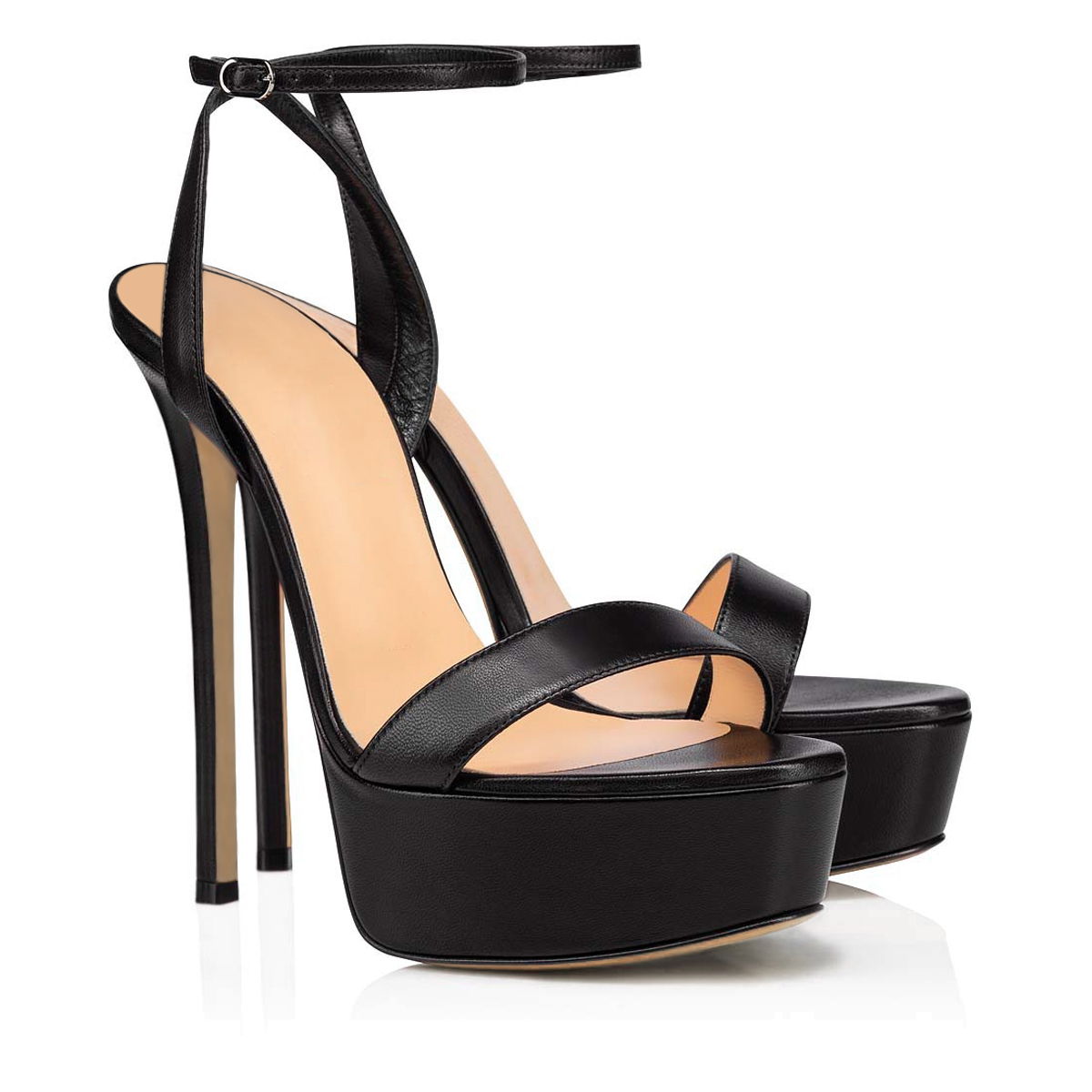 145mm Open Toe Platform Sandals Ankle Strap High Heel Matte  Summer Shoes-MERUMOTE