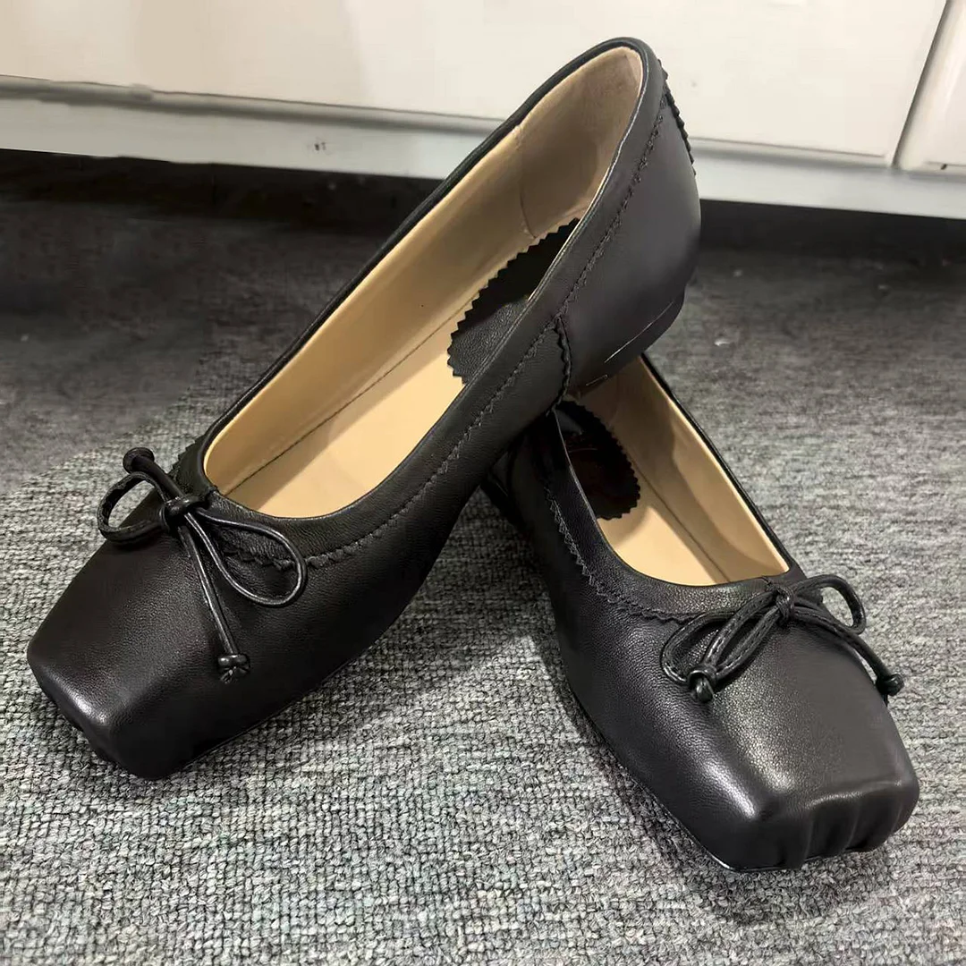 Women's Flats Shoes Square Toe Ballet Shoes Red Bottom Daily Shoes-MERUMOTE