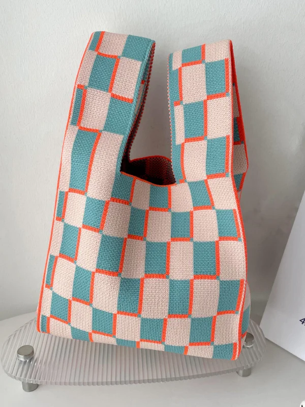 Urban Checkerboard Contrast Color Bags Accessories Handbags