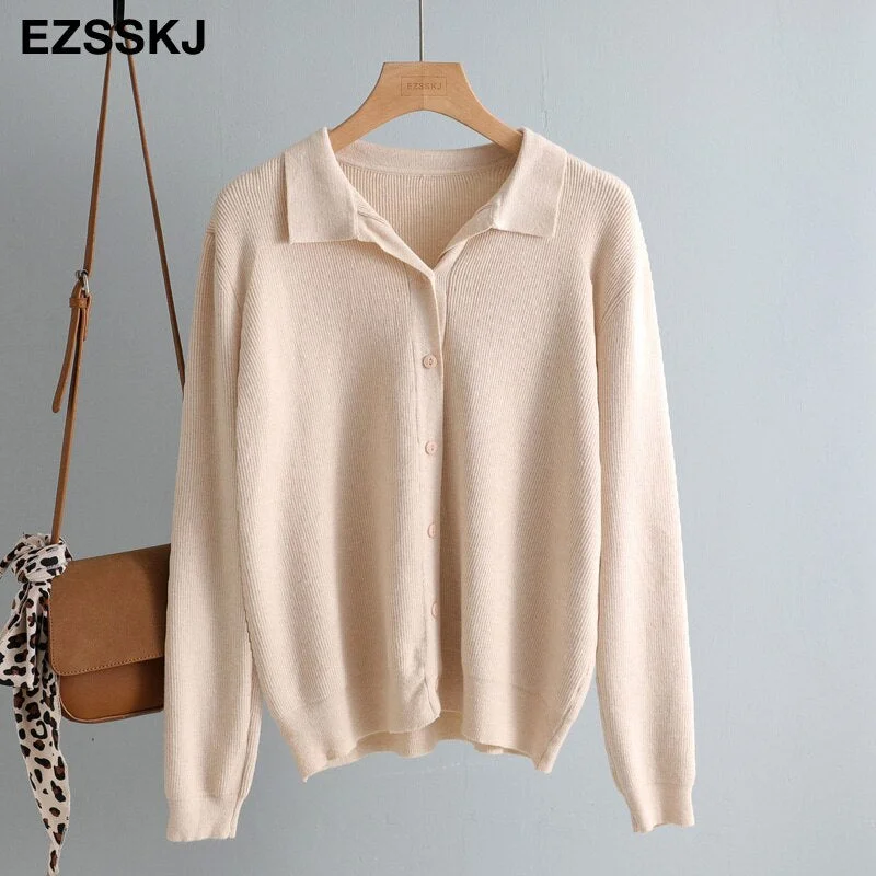 spring autumn short knit cardigans Women casual loose Square collar button sweater Cardigans Outwear female basic jacket coat