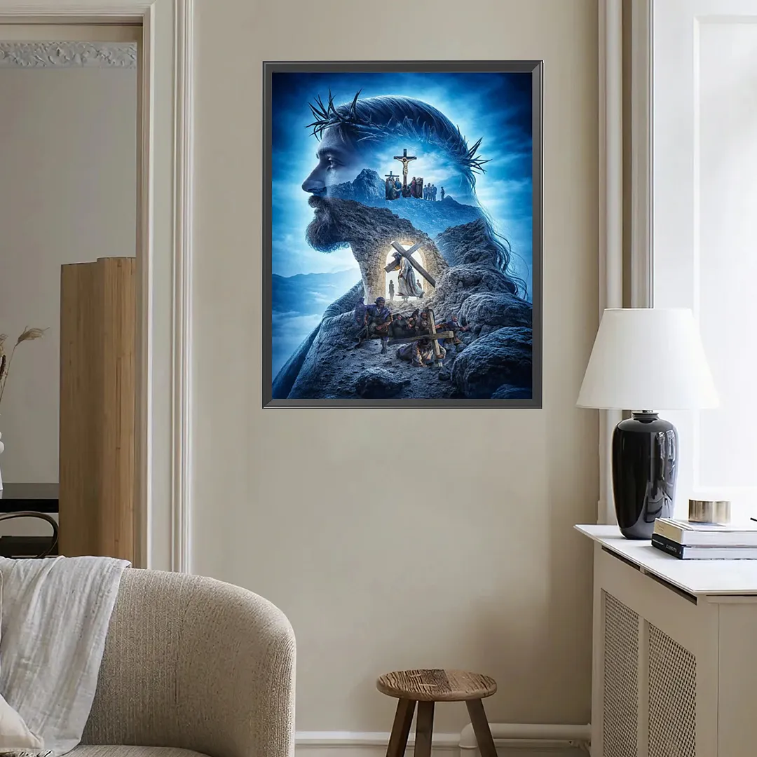 Jesus Full DIY 5D Square Drill Diamond Painting Gem Art Kits for Adults/Beginners Gift Idea Home Wall Decor Diamond Dots Paintings Picture Arts Craft 17.72x21.65In (ZQA6867)