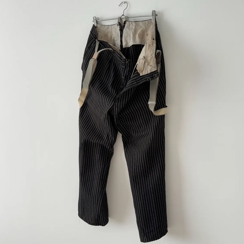 Men's Retro Bib Stripe Work Pants