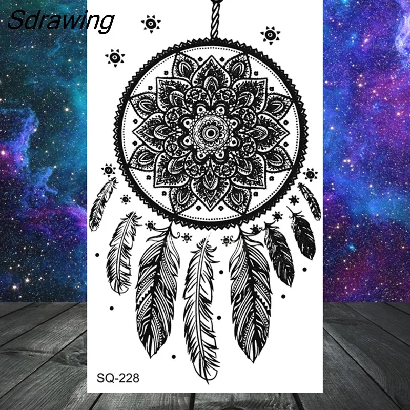 Sdrawing Mountain Temporary Tattoos For Women Adult Crown Wings Butterfly Flower Cros Henna Fake Tattoo Small Tatoo Paper