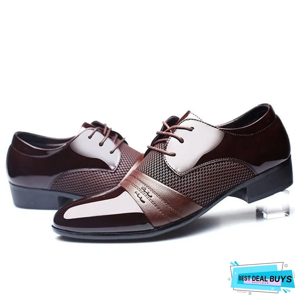 Men Leather Shoes Oxford Pu Leather Breathable Business Flat Shoes
