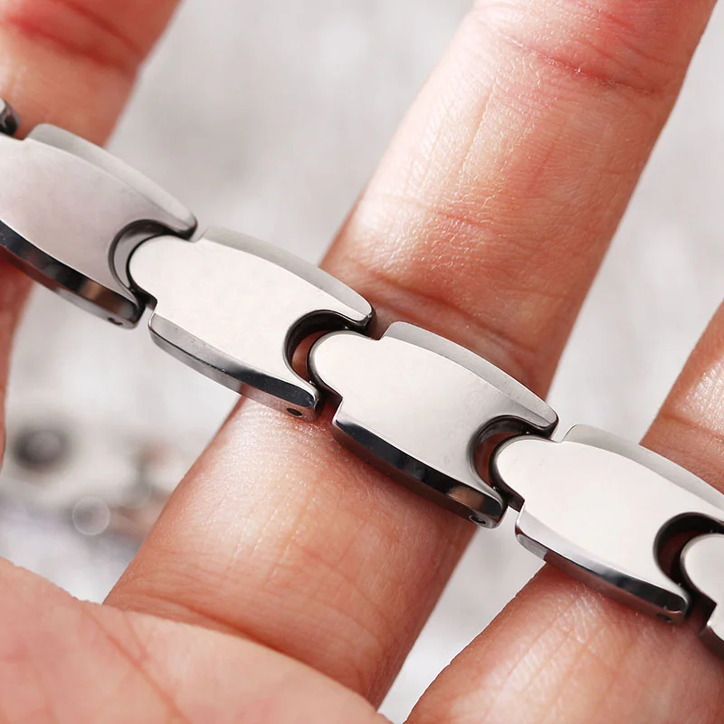 Women's Or Men's Unisex Personalised Tungsten Carbide 21cm Hologram Energy Bracelets Fashion Link Chain Bangle Jewelry Gifts For Mens And Womens