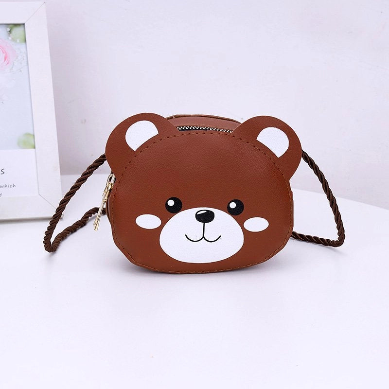 Kid’S Small Pu Leather Animal Elegant Streetwear Square Zipper Shoulder Bag Coin Purse