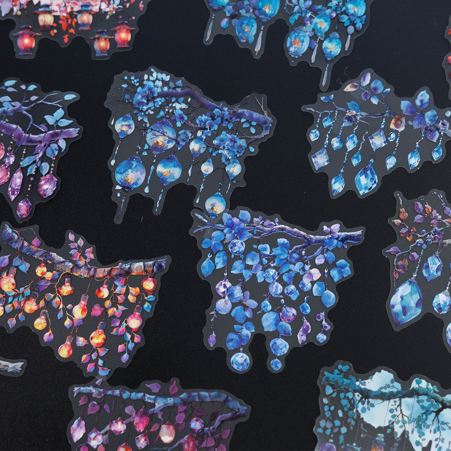 저널세이 깜빡이는 불빛 시리즈 빈티지 식물 조경 PET 스티커