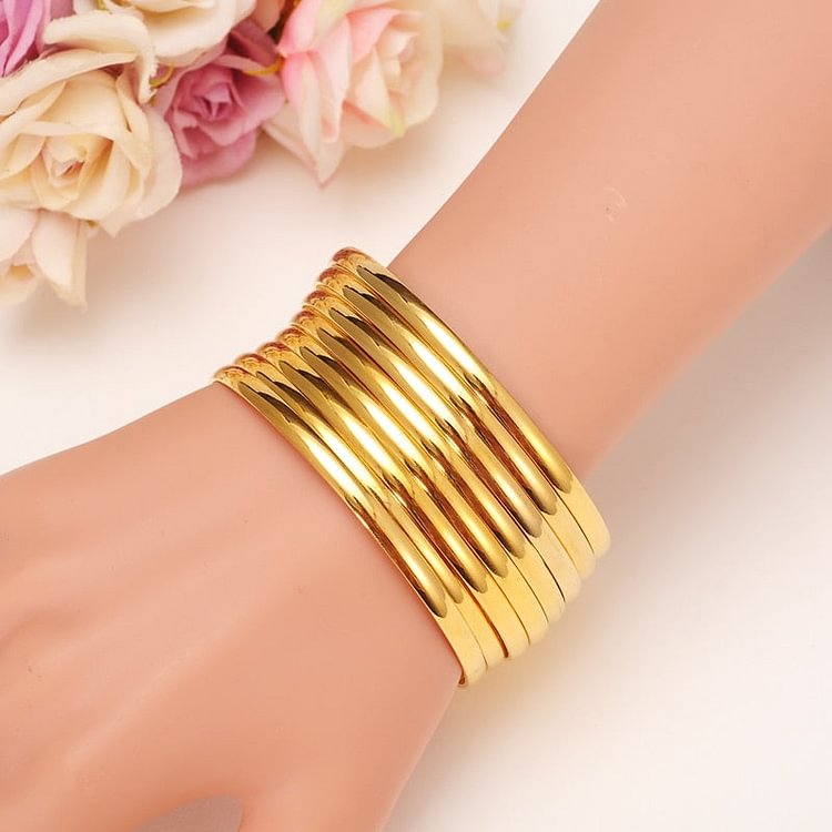 24k Gold Bangle for Women Gold Dubai Bride Wedding Ethiopian Bracelet Africa Bangle Arab Jewelry