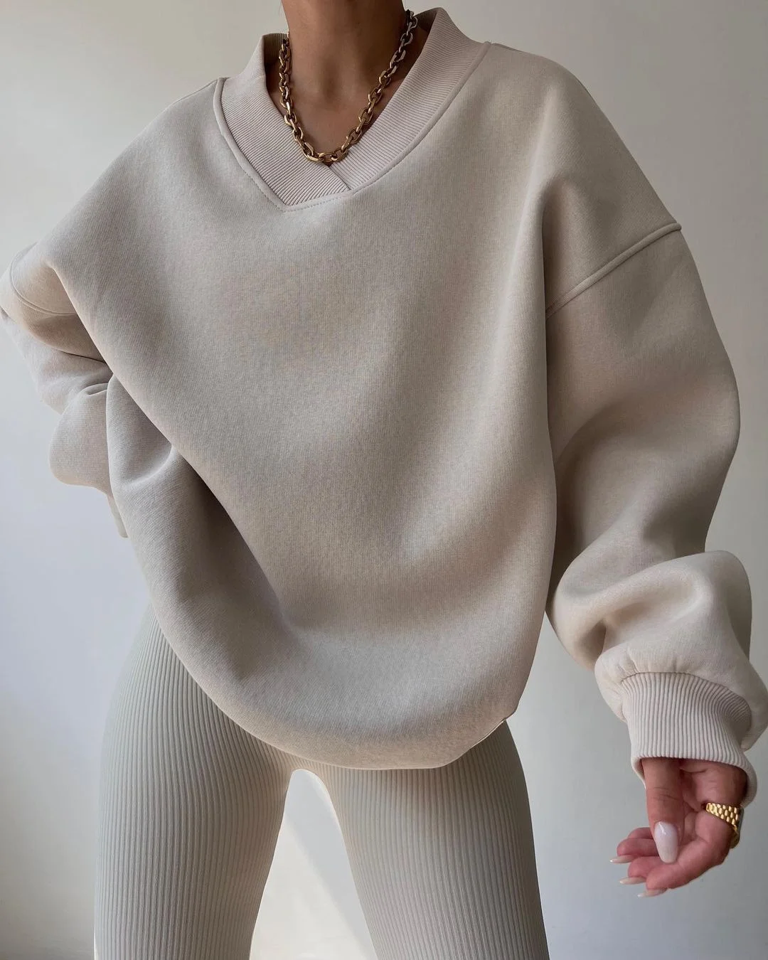 Nigikala Nigikala Loose Wear 2025 Autumn And Winter 2025 New V Collar Long Sleeves With The Coat Of Women