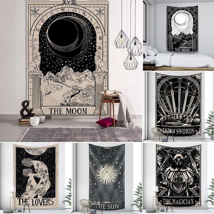 Tarot card psychedelic scene home decoration art tapestry hippie bohemian decoration divination wall hanging sheets