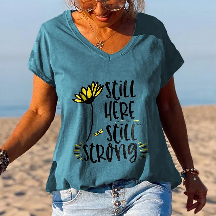Still Here Still Strong Printed Floral T-shirt
