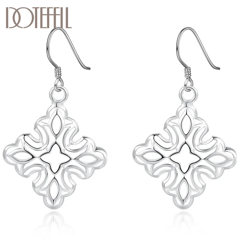 DOTEFFIL 925 Sterling Silver Geometry Pendant Earring For Women Jewelry