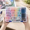 64 Double Buckle Large Clear Bead Organizer Box with Compartments Plastic Storage Boxes Set with Stickers Multifunctional Diamond Painting Storage Containers for Diamonds Seeds Beads Nail Rhinestones