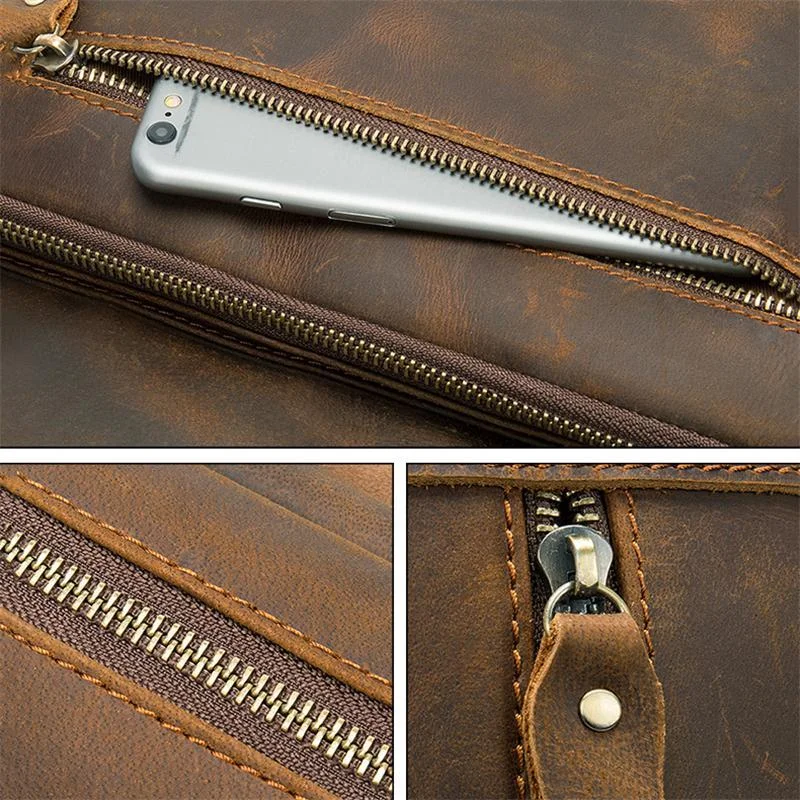 Distinct Vintage Look Genuine Leather Foldover Top Antique Brass Hardware Backpack