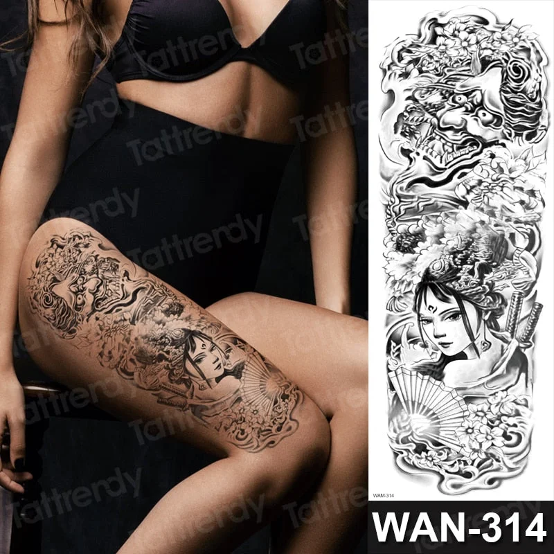 temporary tattoo women custom peony lotus fish tattoo body leg thigh full arm sleeve tattoo stickers sexy waterproof big size