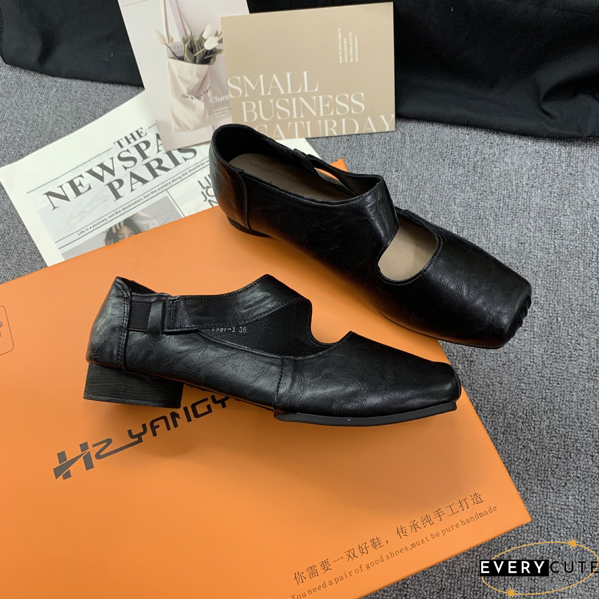 Coffee Hollow Out Pointed Toe Splicing Chunky High Heels