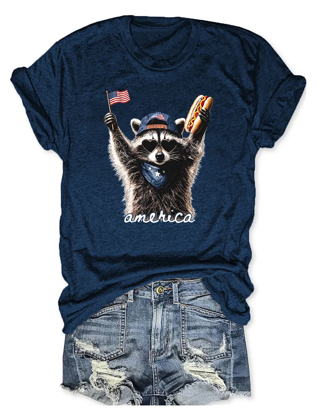 America Patriotic Raccoon T-shirt