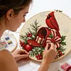 Festive Mail Cardinal DIY 14CT 2 Strands Stamped Cross Stitch Kit for Adults tapestrymarket