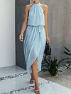 Split-Front Halterneck Midi Dress