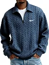 Men's Fashionable Cable Knit Textured Half-Zip Sweatshirt