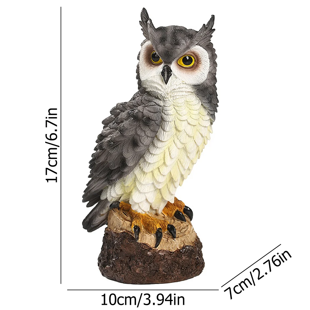 Resin Owl Statue, Bird Garden Sculpture, Figurine for Outdoor, Yard (Grey)