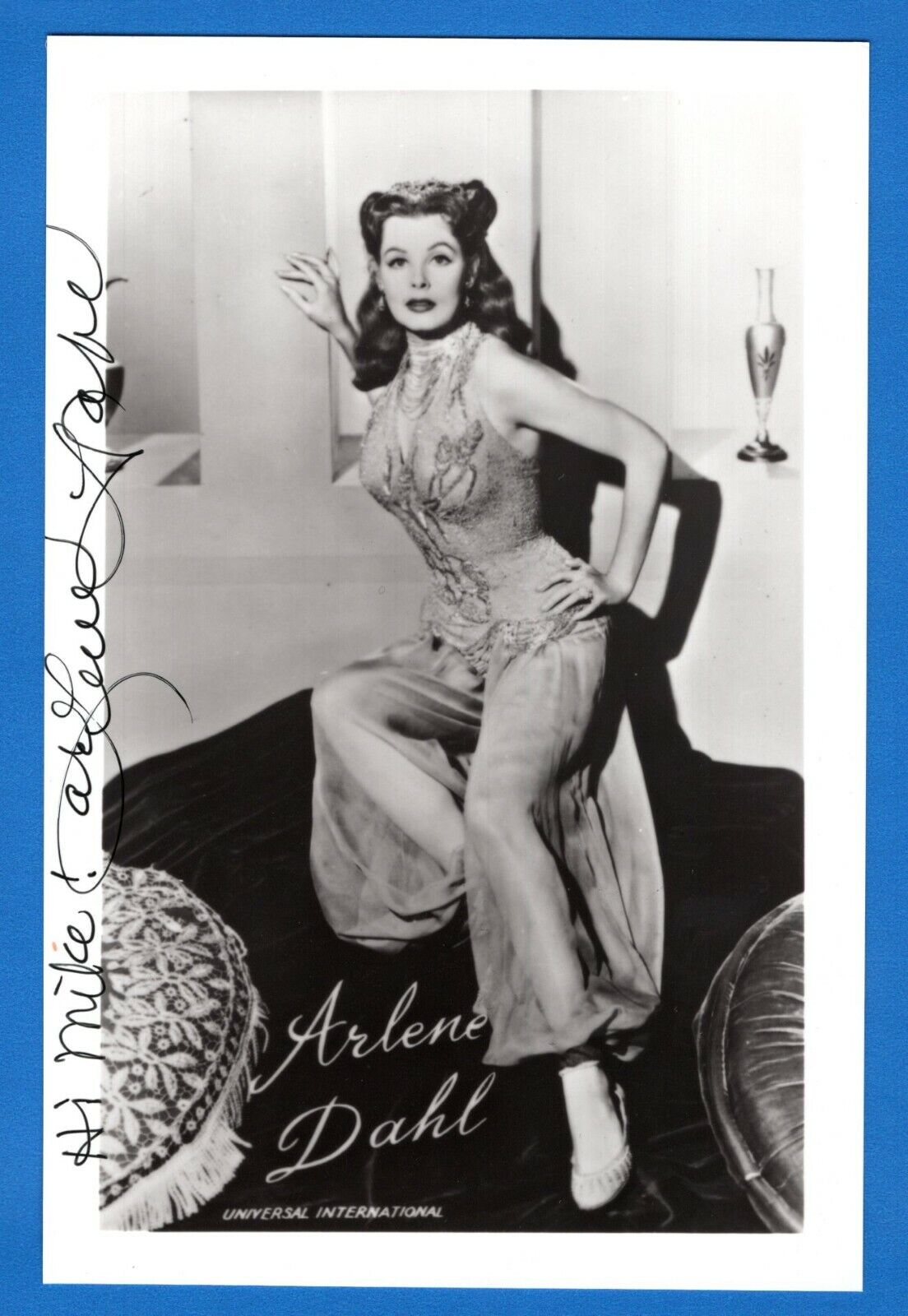 Arlene Dahl Actress Hand Signed Autograph 3.5x5.5 Vintage Photo Poster painting