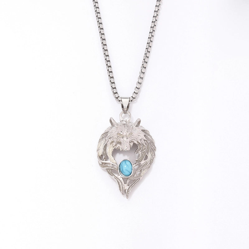 Casual Hip-Hop Fox 304 Stainless Steel Alloy Inlay Resin Rhodium Plated Unisex Pendant Necklace