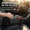PU Leather Car Seat Organizer with Cup Holders 2 Hooks Auto Console Side Storage Box Universal Fit for Phone Sunglasses Accessories (Black 1Set)