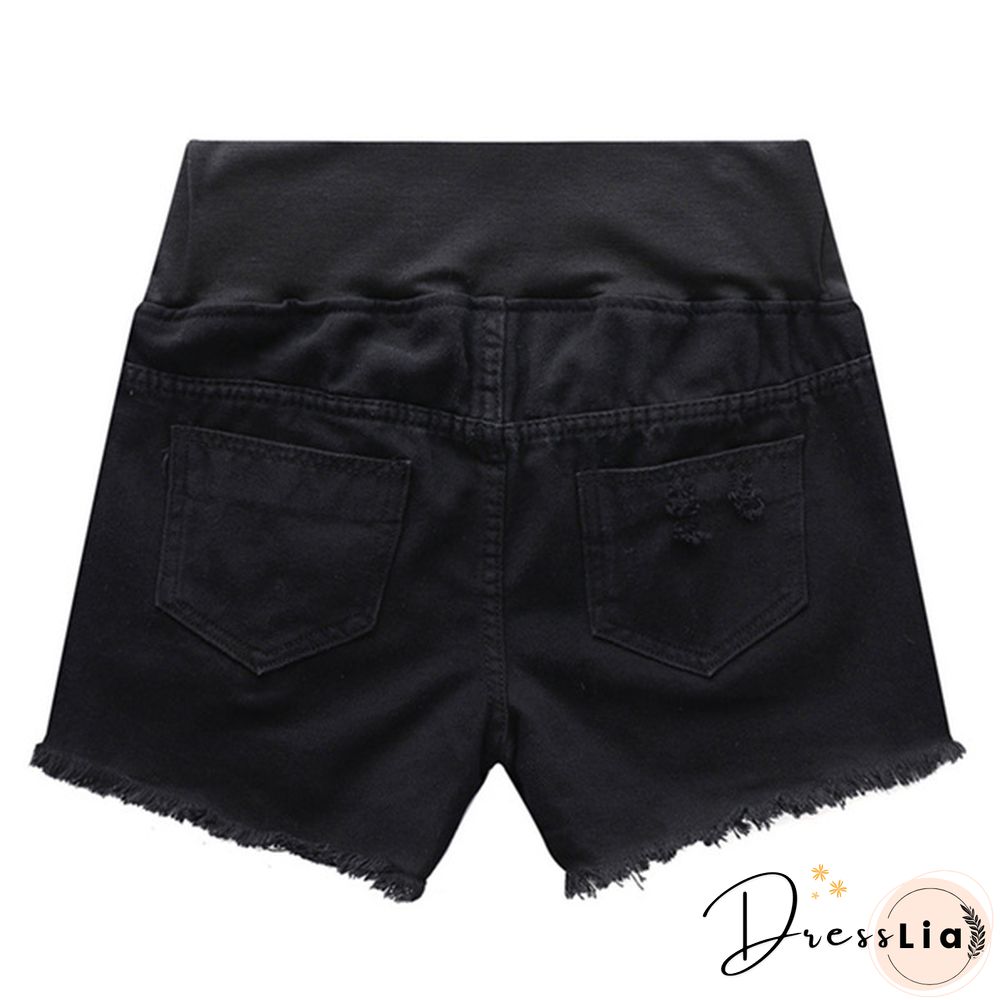 Pregnant Women's Ripped Hole Loose Denim Maternity Shorts Summer Casual Belly Clothes