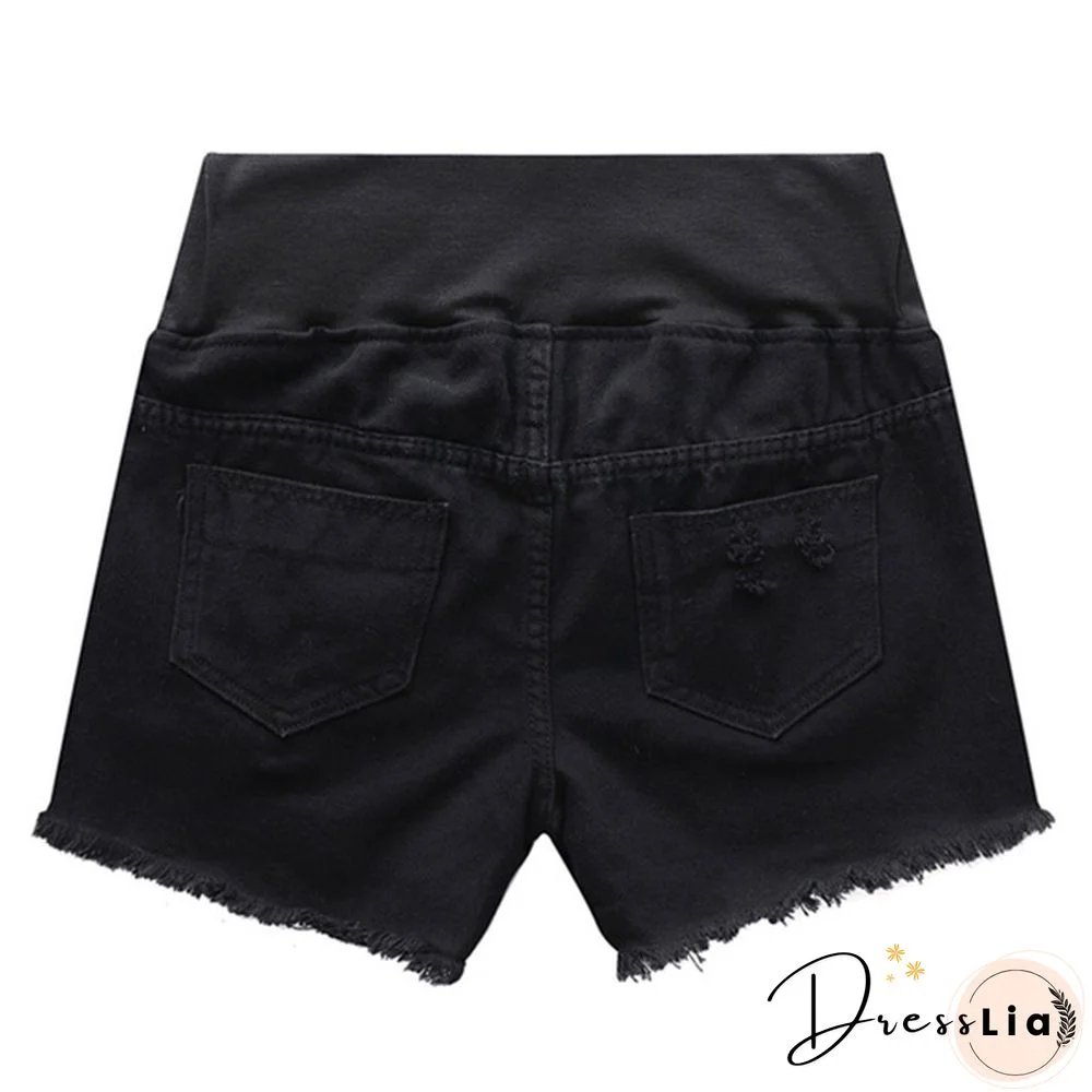 Pregnant Women's Ripped Hole Loose Denim Maternity Shorts Summer Casual Belly Clothes