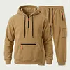 Men's 2 Pieces Sweatsuit Quarter-Zip Hoodie and Cargo Joggers Tracksuit Set by Inlyline