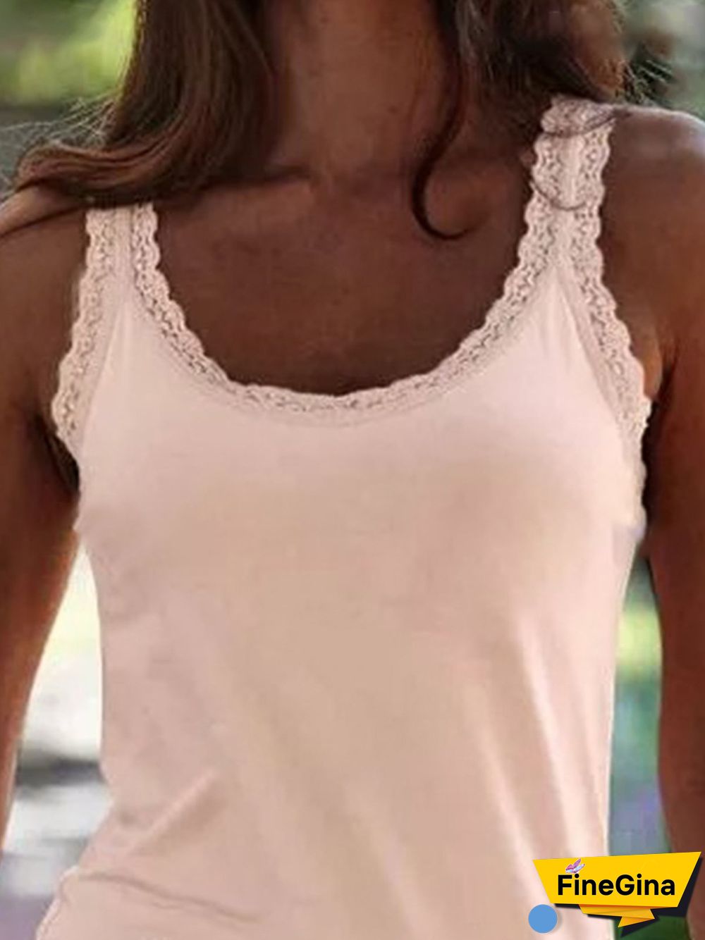 Vintage Sleeveless Solid Lace Plus Size Casual Vest Tops