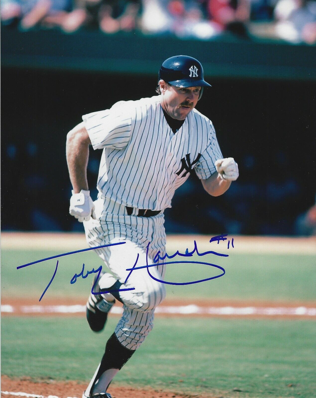 Signed 8x10 TOBY HARRAH New York Yankees Autographed Photo Poster painting - COA