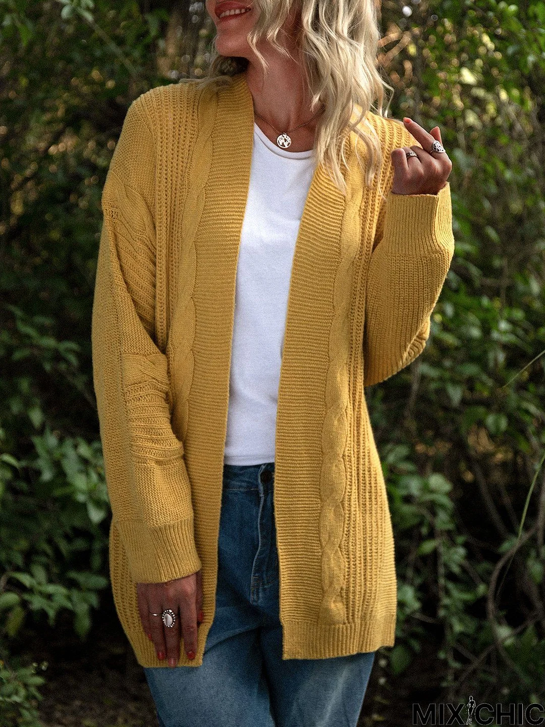 Yellow Solid Casual Round Neck Sweater