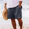Men's Casual Cotton Linen Breathable Beach Shorts by Inlyline