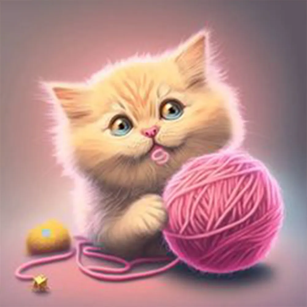 DIY Paint By Number 40*40cm - Cat Playing With Yarn