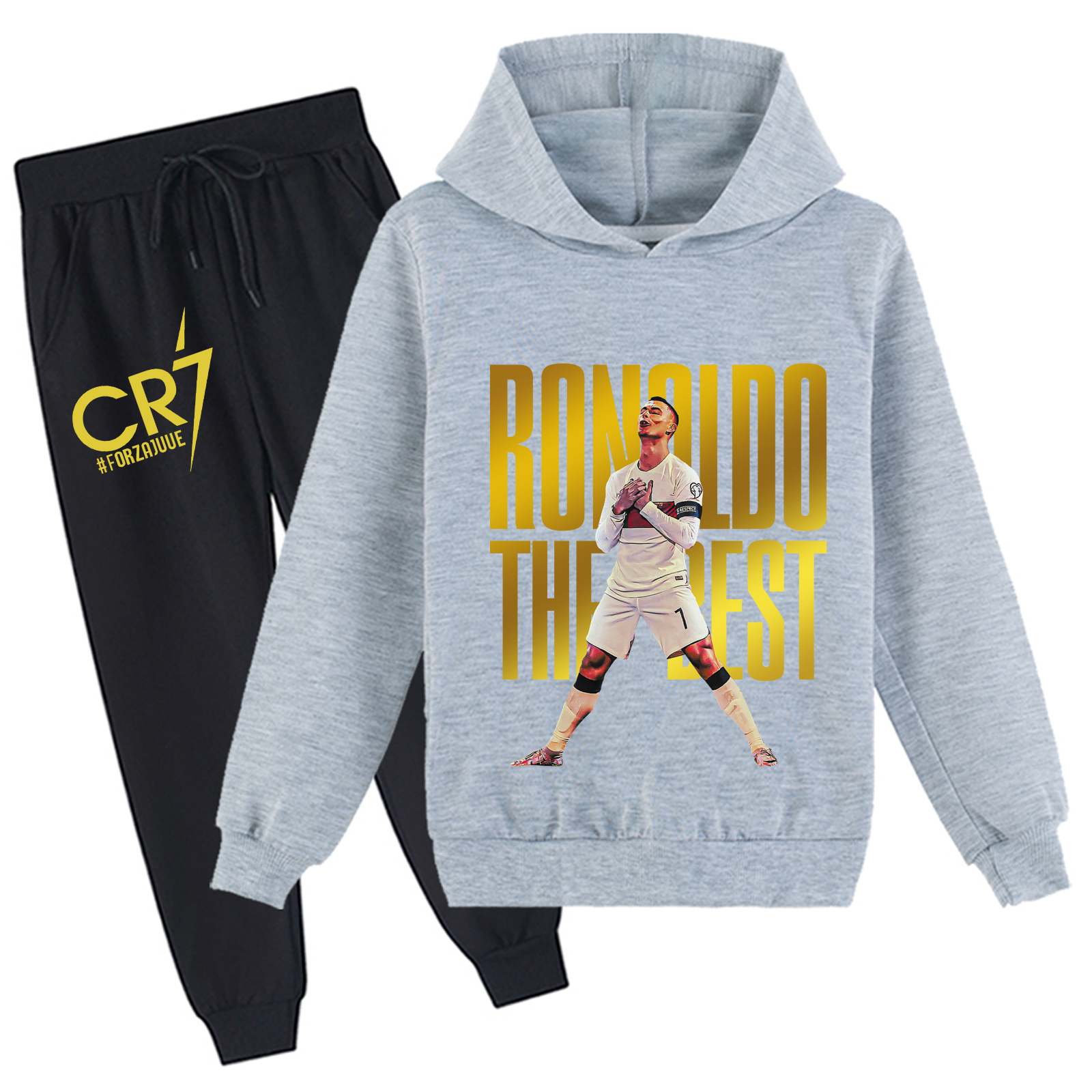Mayoulove Cool Cristiano Ronaldo Hoodie Set for Boys  Girls - Perfect Sportswear for Young Fans-Mayoulove