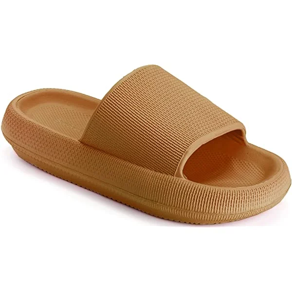 Joomra Pillow Slippers for Women and Men Non Slip Quick Drying Shower Slides Bathroom Sandals | Ultra Cushion | Thick Sole 7.5-8.5 Women/6-7 Men Grey