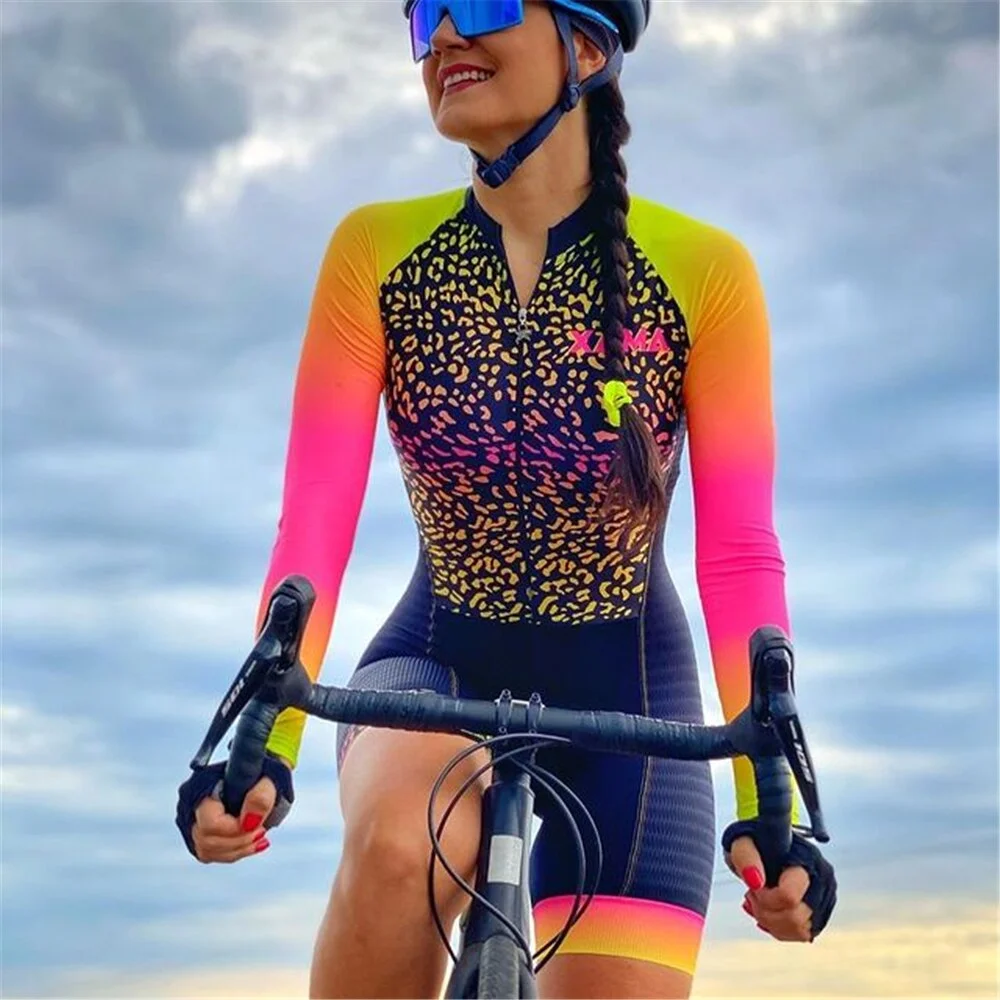 Cycling Suit XAMA Women's Skinsuits Ciclismo Long-sleeved Bike Triathlon Bicycle Racing Set Wear Clothing Ropa Ciclismo Jumpsuit