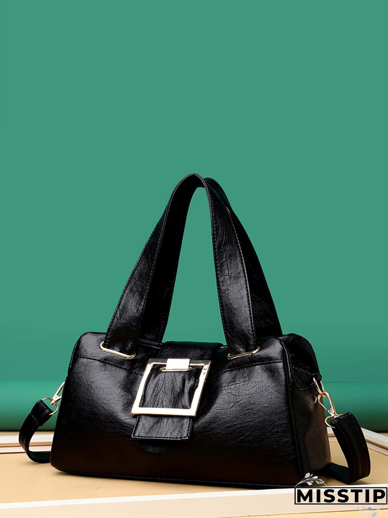 Minimalist Buckle Detail Satchel Bag