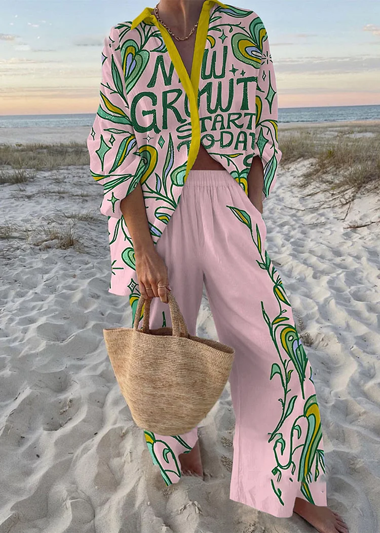 Springt Print Shirt & Pants Two-Piece Set