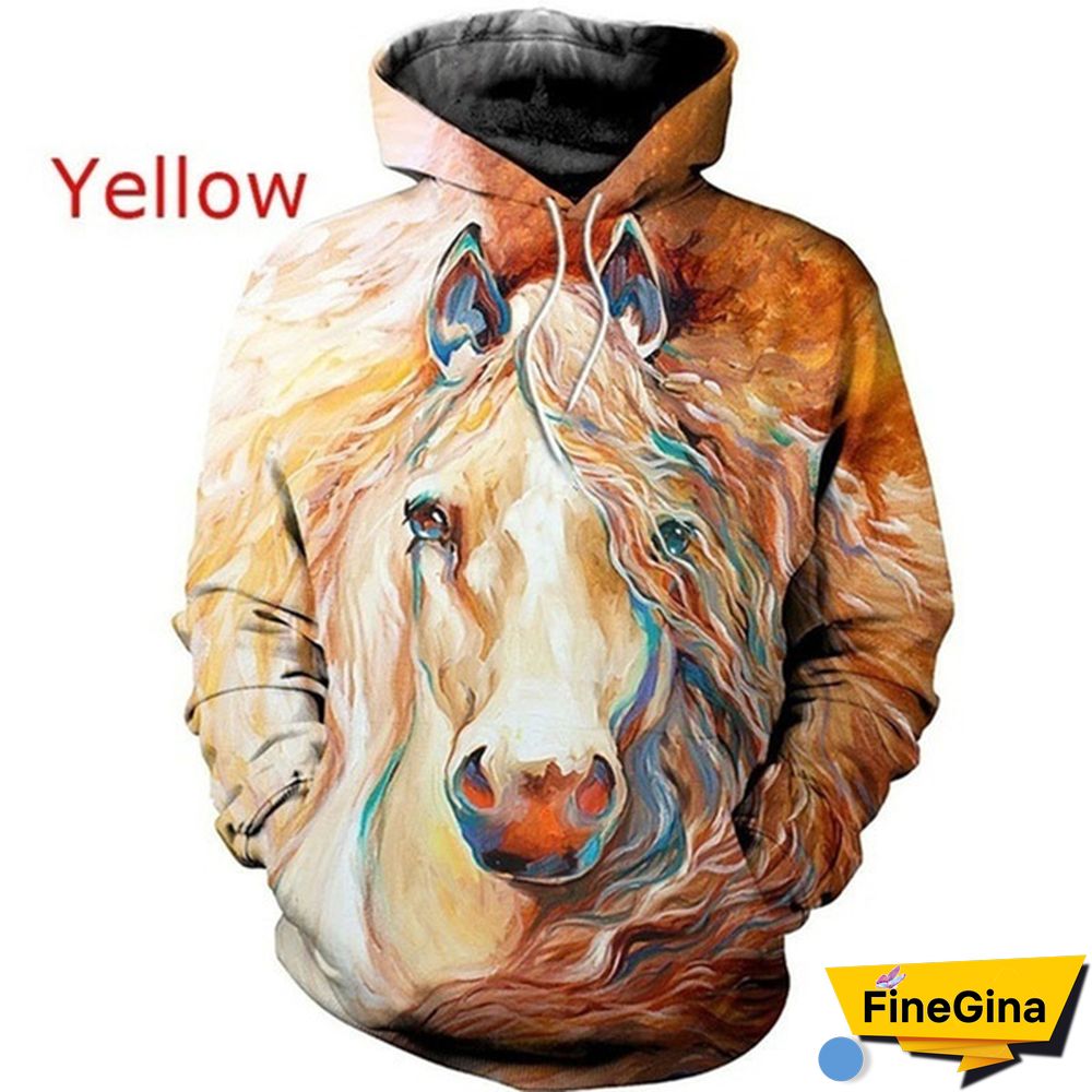 Fashion Sweatshirt Men/Women 3D Horse Print Hoodies Unisex Sweatshirts Streetwear Pullovers Tops XS-5XL Plus Size