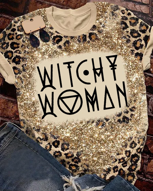 Witchy Woman Graphic Quote Leopard T-Shirt