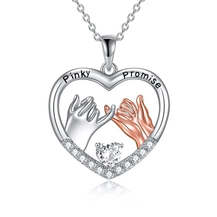 For Friend - S925 I Pinky Promise to Always be Next to You So You're Never Alone Heart Necklace